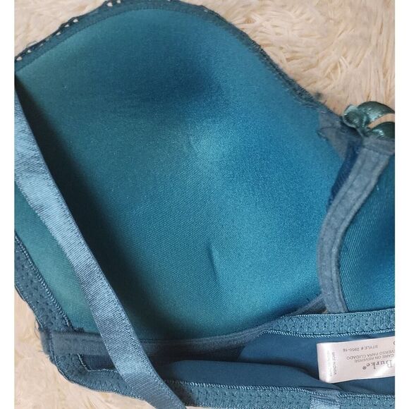 Delta Burke Womens Lace Trim Padded Underwire Bra Green - Size 38D - Picture 6 of 6